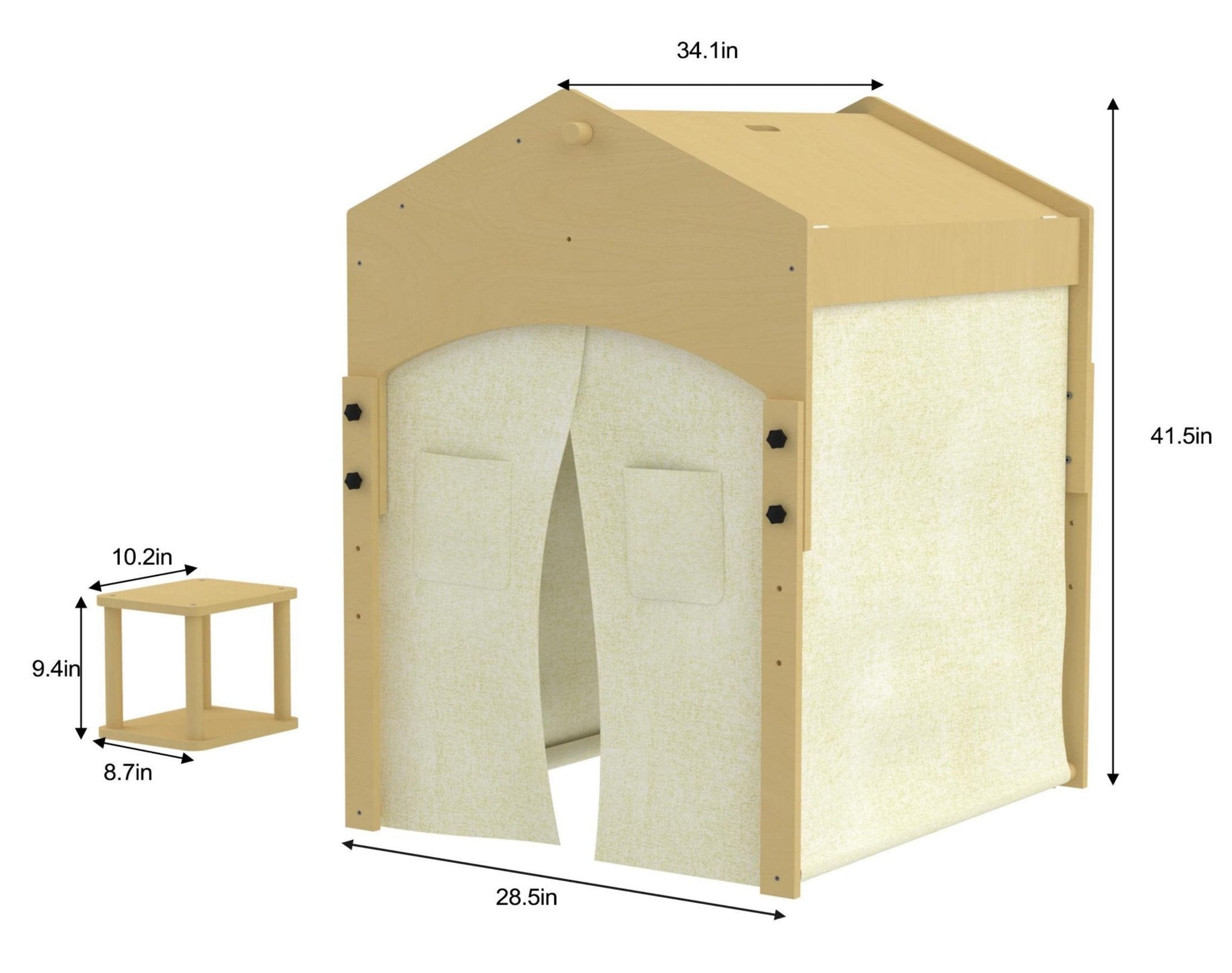 Ash Adjustable Wooden Learning Tent with Kids Desk & Chair – 2 - in - 1 Play & Study Station - ABCmouse