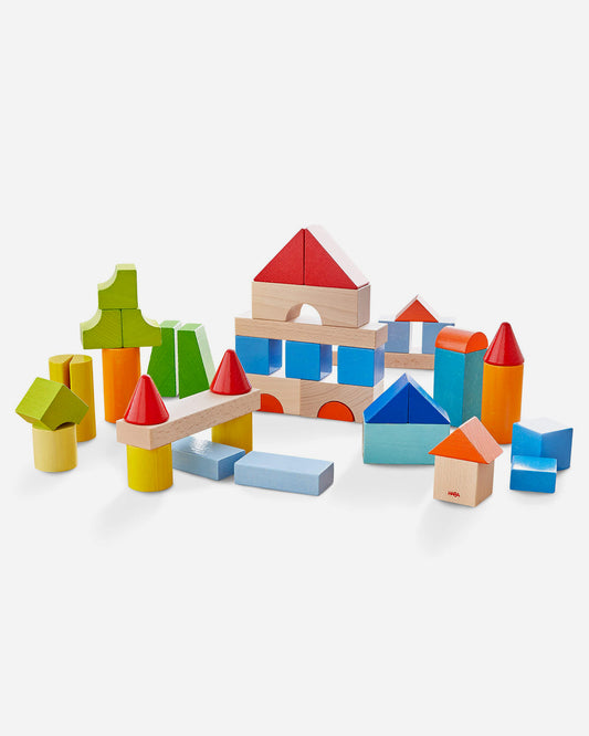 Colored Wooden Building Blocks - 46 Piece Set - ABCmouse