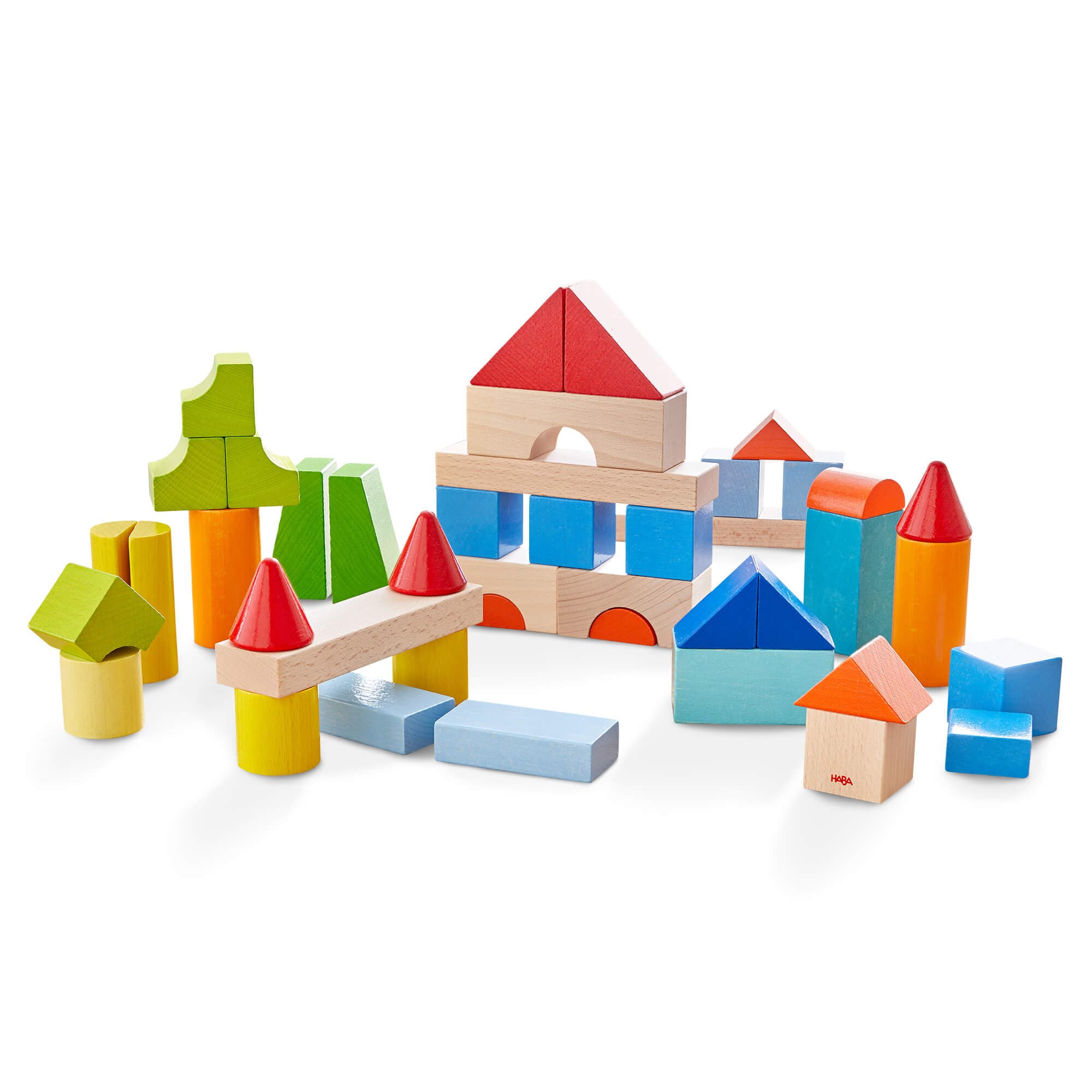 Colored Wooden Building Blocks - 46 Piece Set - ABCmouse