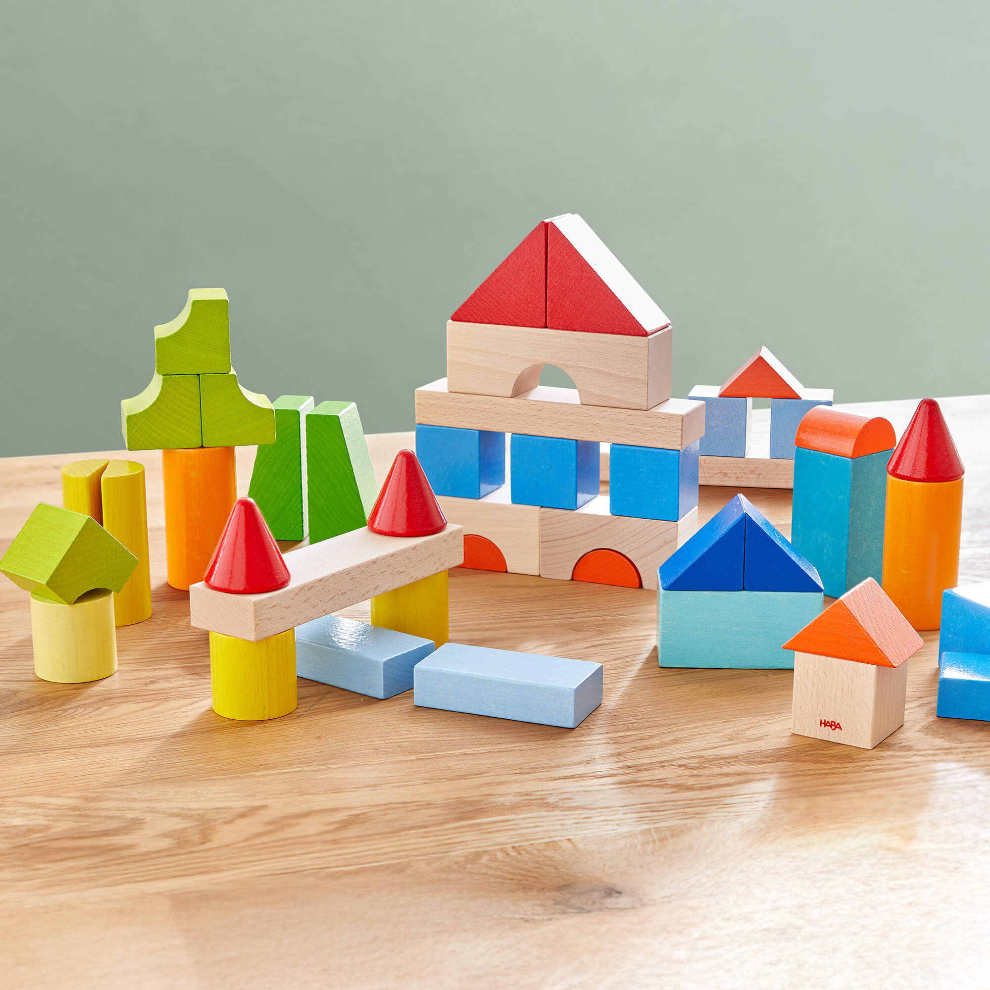 Colored Wooden Building Blocks - 46 Piece Set - ABCmouse