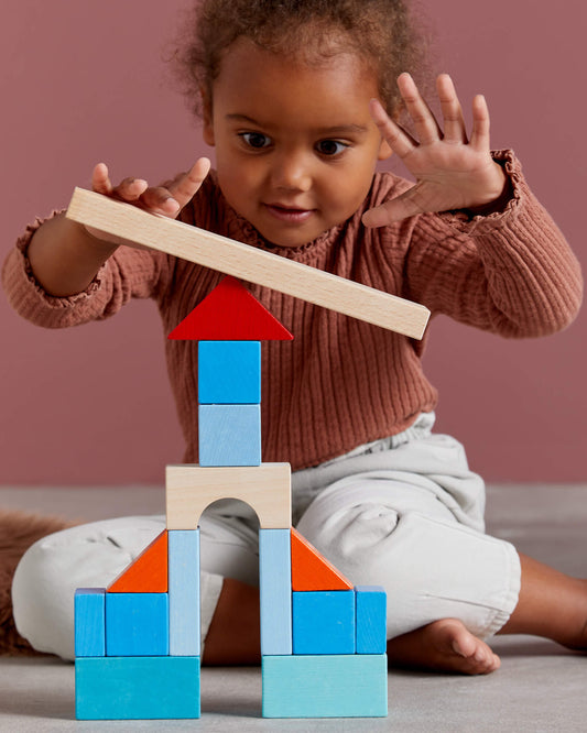 Colored Wooden Building Blocks - 46 Piece Set - ABCmouse