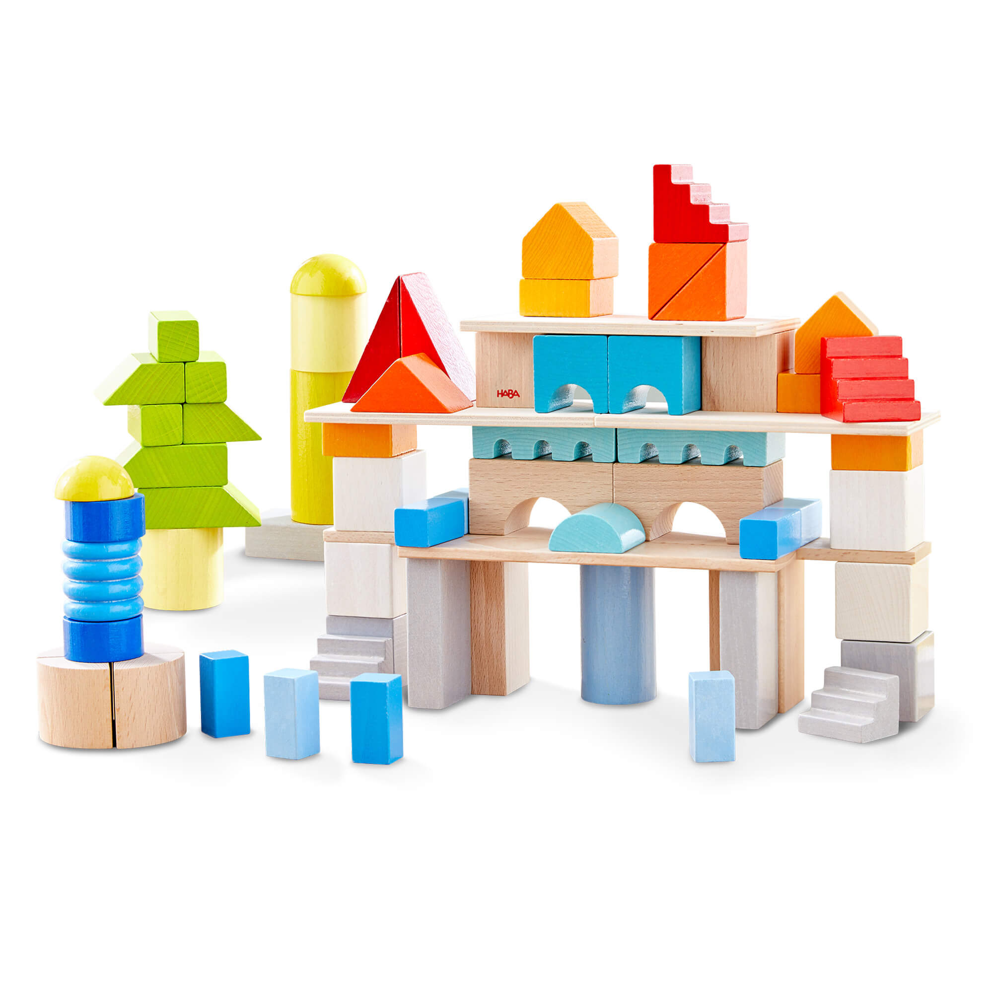 Colored Wooden Building Blocks - 85 Piece Set - ABCmouse