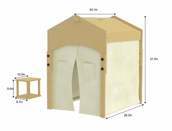 Ash Adjustable Wooden Learning Tent with Kids Desk & Chair – 2 - in - 1 Play & Study Station - ABCmouse