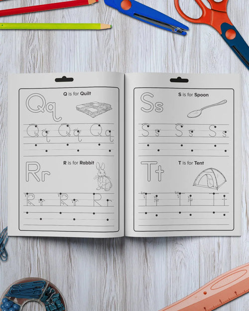 Inside pages of the ABCmouse Imagine Ink Color Alphabet workbook