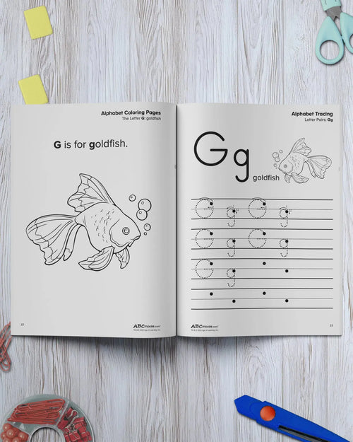 Inside pages of the ABCmouse Phonics: Letters and Words workbook