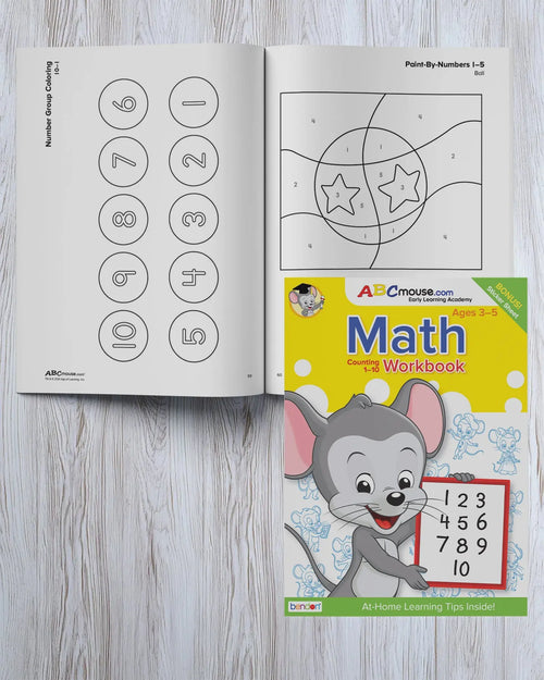 Workbook covers from the ABCmouse Math Mastery Collection