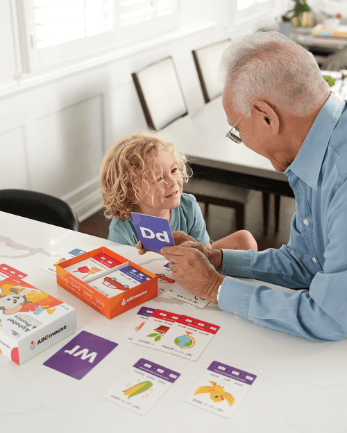 Letter cards from the ABCmouse Alphabet & Phonics deck showing letters and their sounds