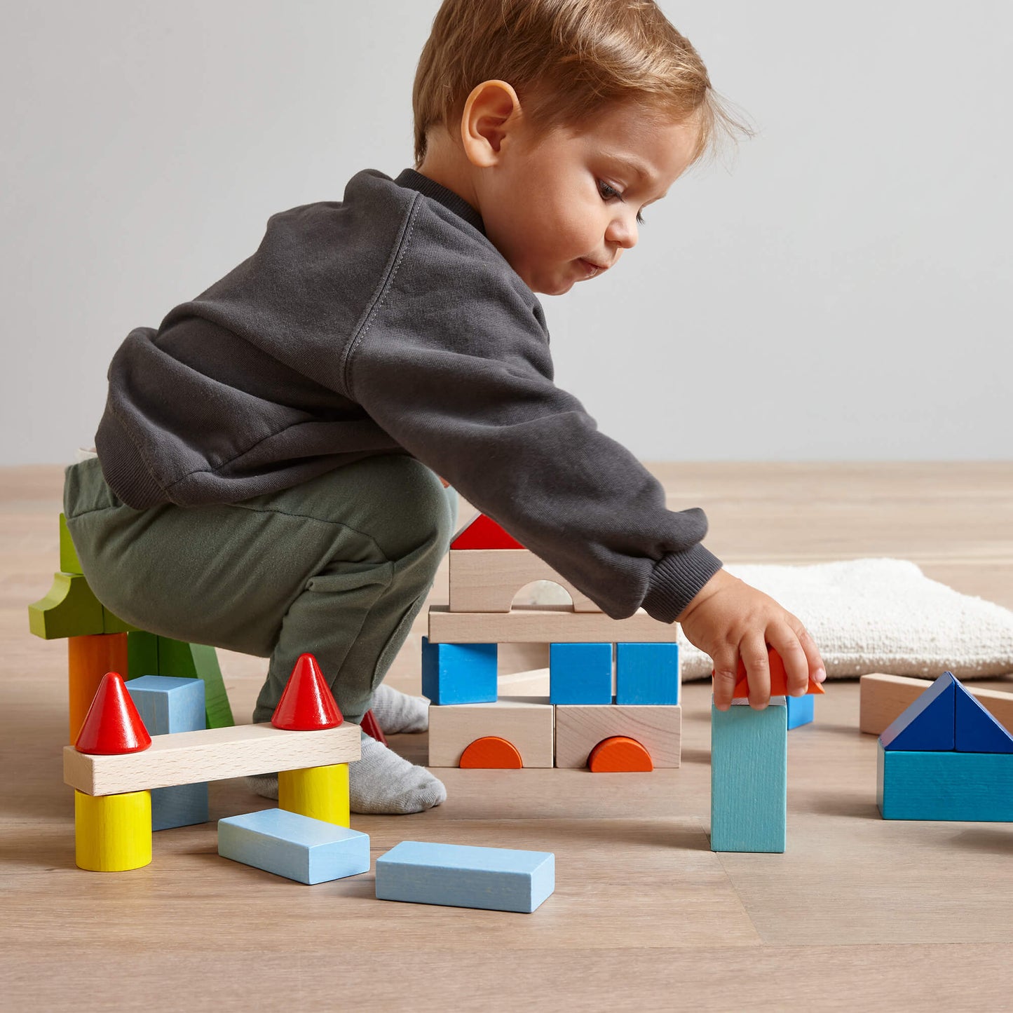 Colored Wooden Building Blocks - 46 Piece Set - ABCmouse