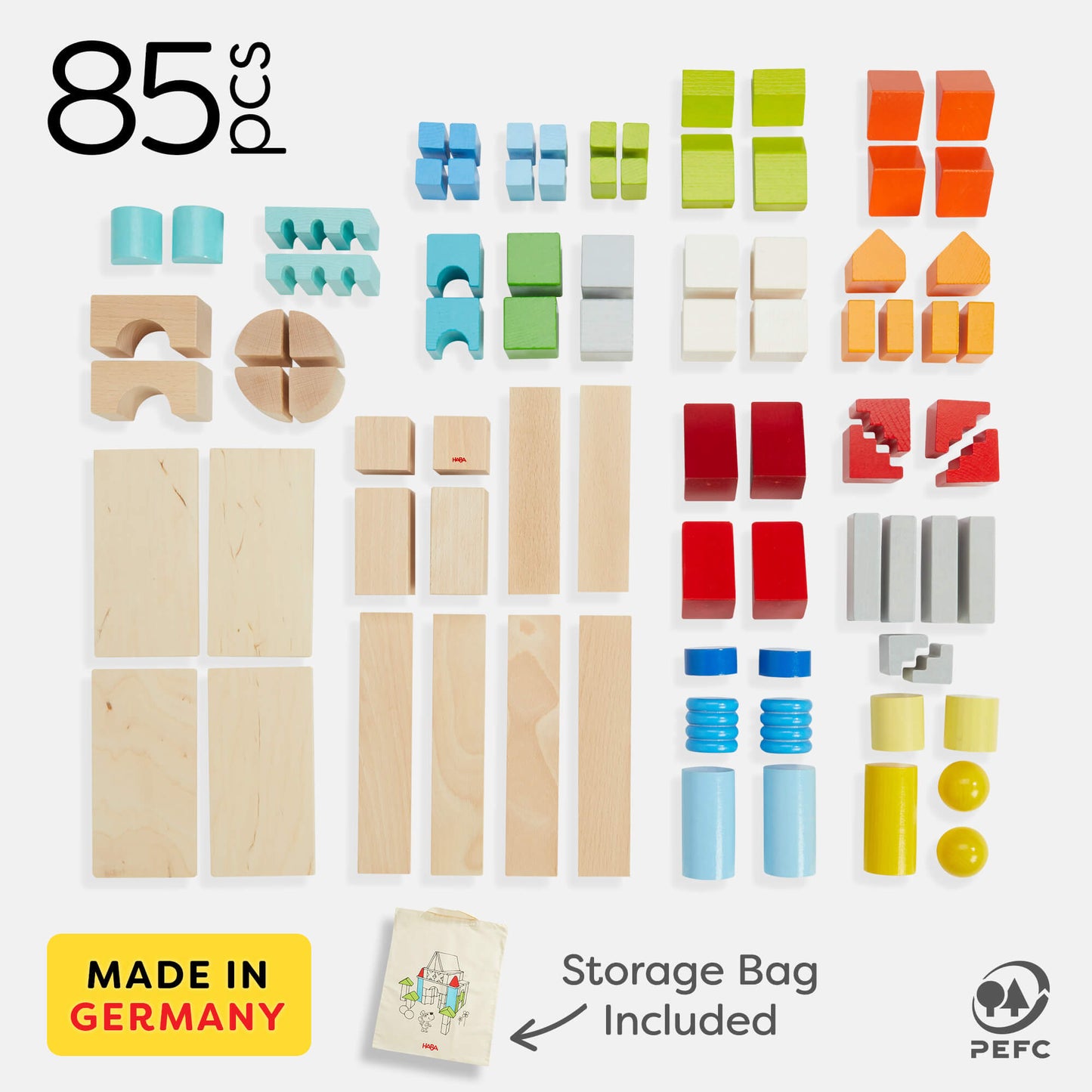 Colored Wooden Building Blocks - 85 Piece Set - ABCmouse