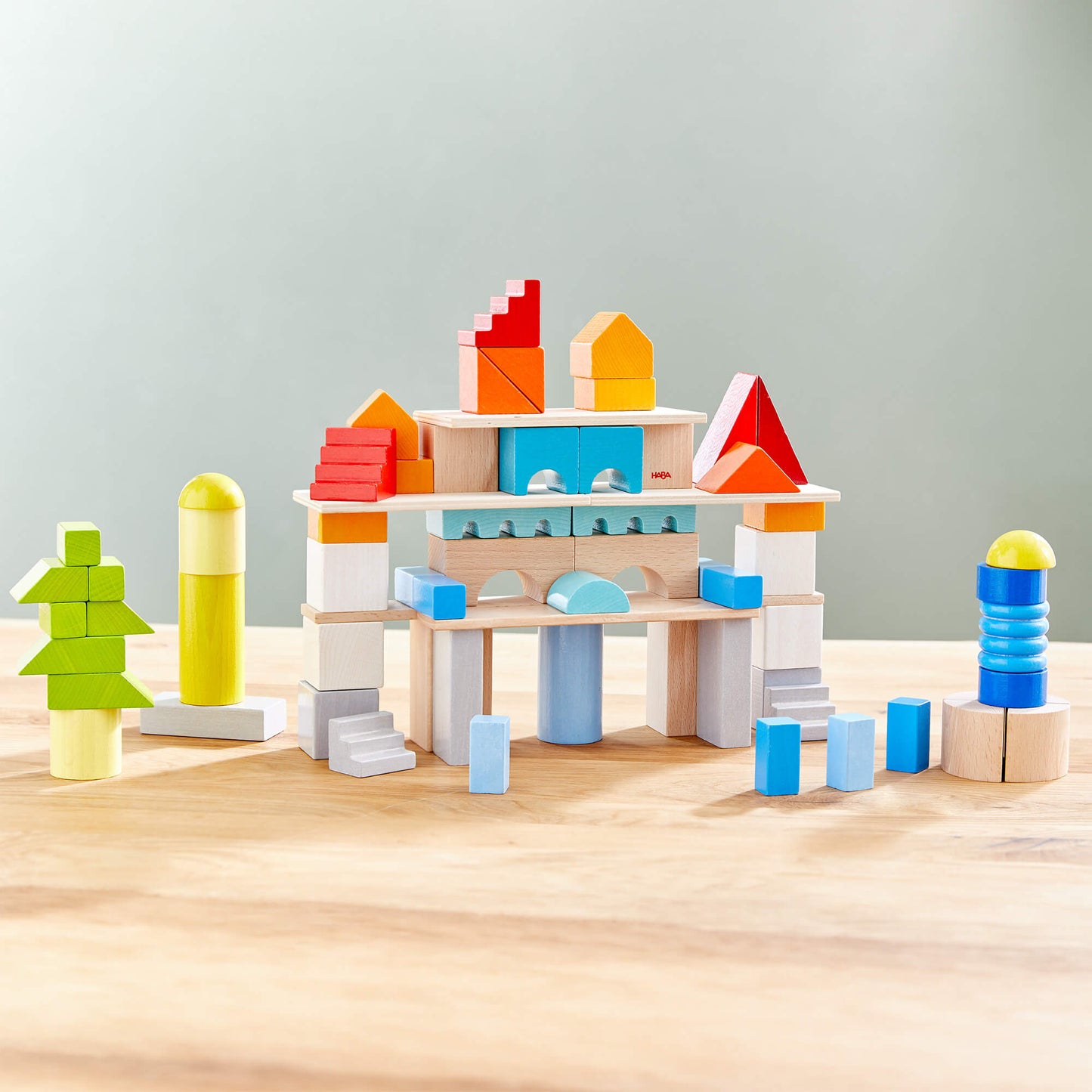 Colored Wooden Building Blocks - 85 Piece Set - ABCmouse