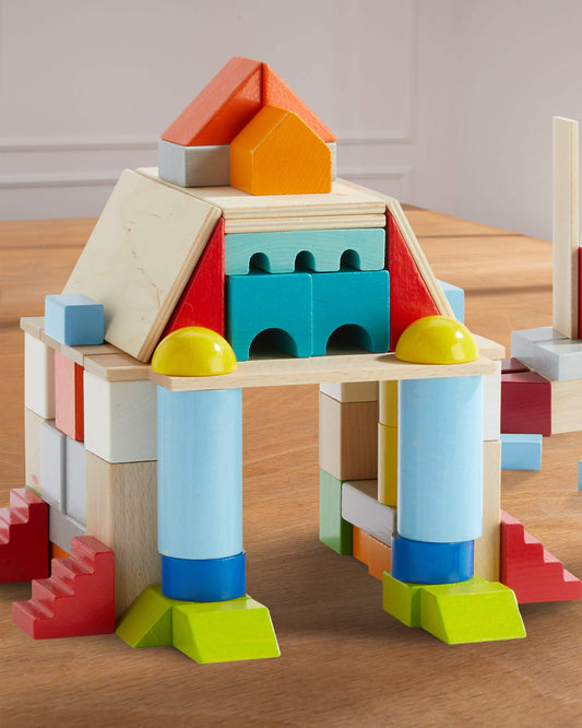 Colored Wooden Building Blocks - 85 Piece Set - ABCmouse