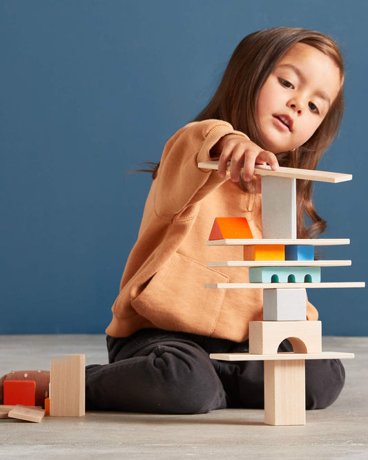 Colored Wooden Building Blocks - 85 Piece Set - ABCmouse