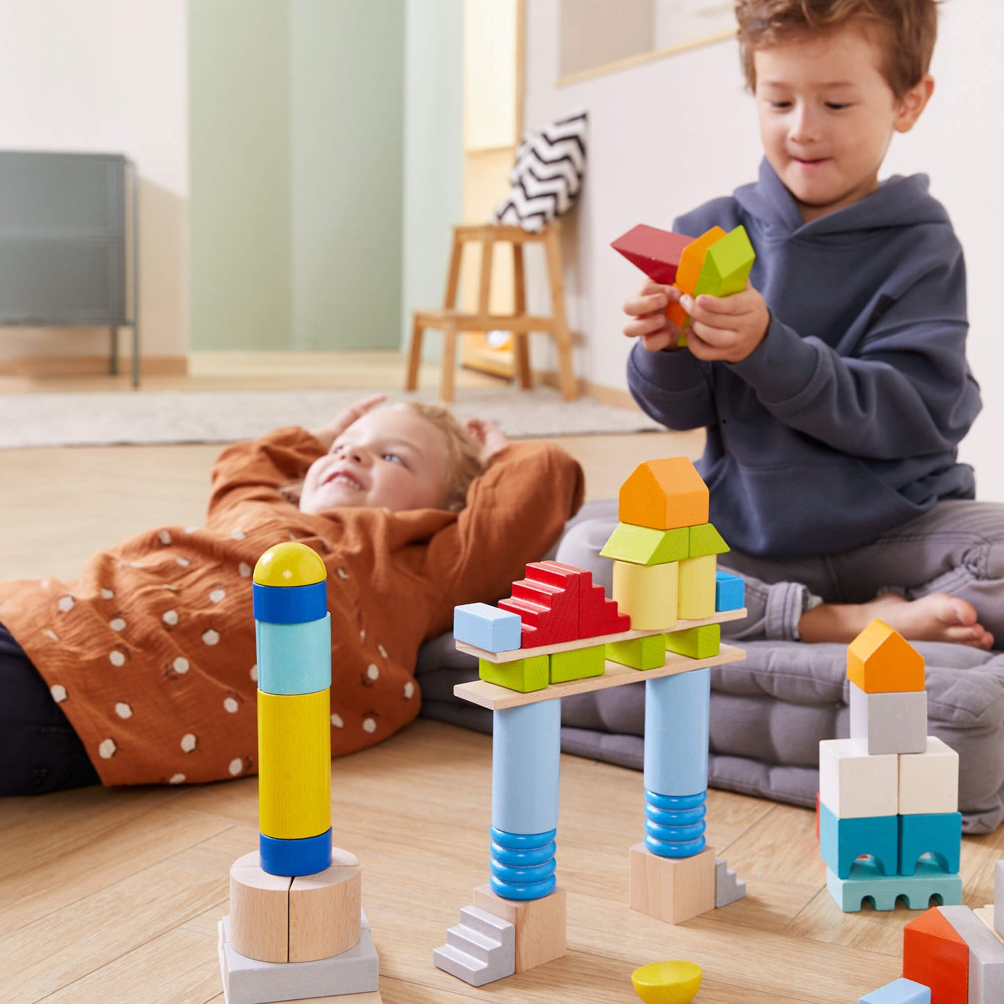 Colored Wooden Building Blocks - 85 Piece Set - ABCmouse