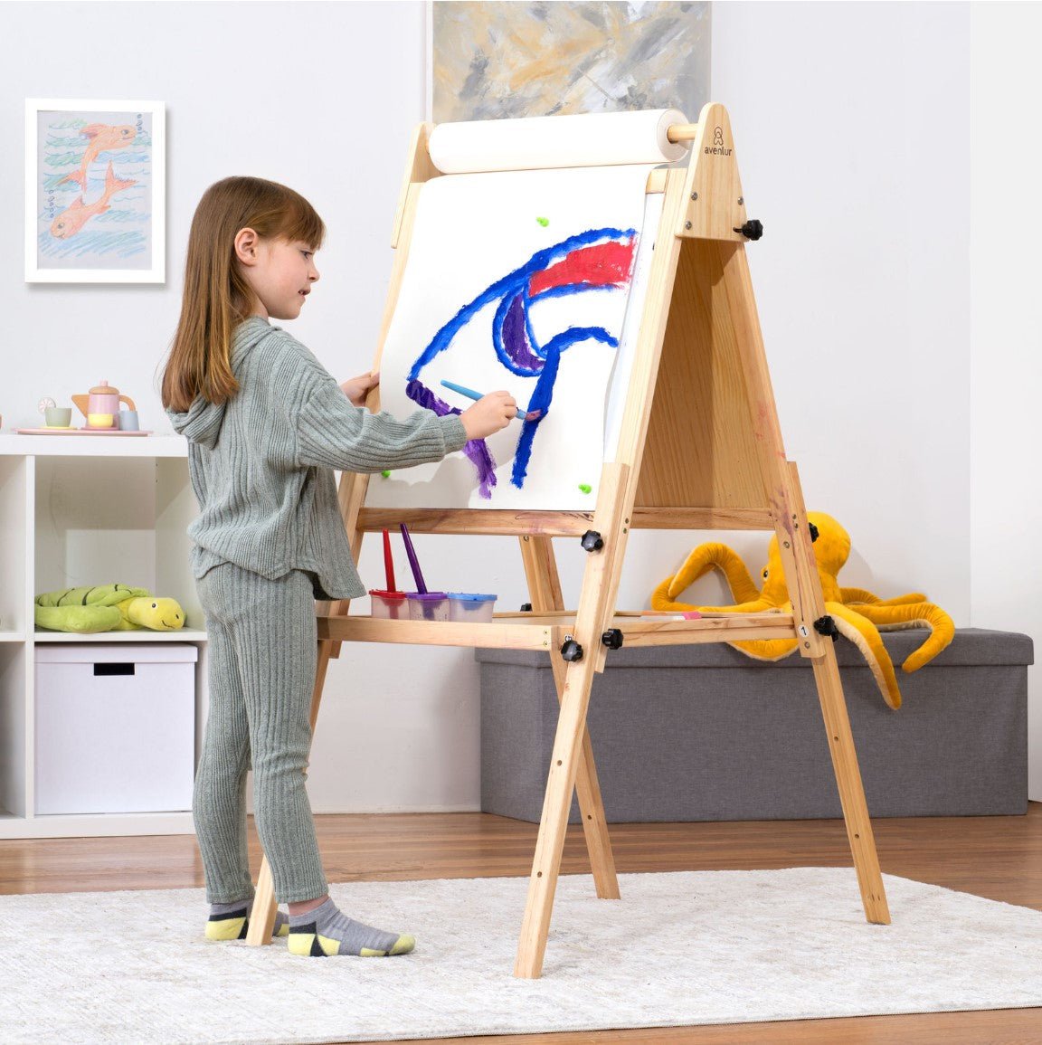 Foldable Kids Easel – 3 Adjustable Heights, Art Station for Drawing & Painting - ABCmouse