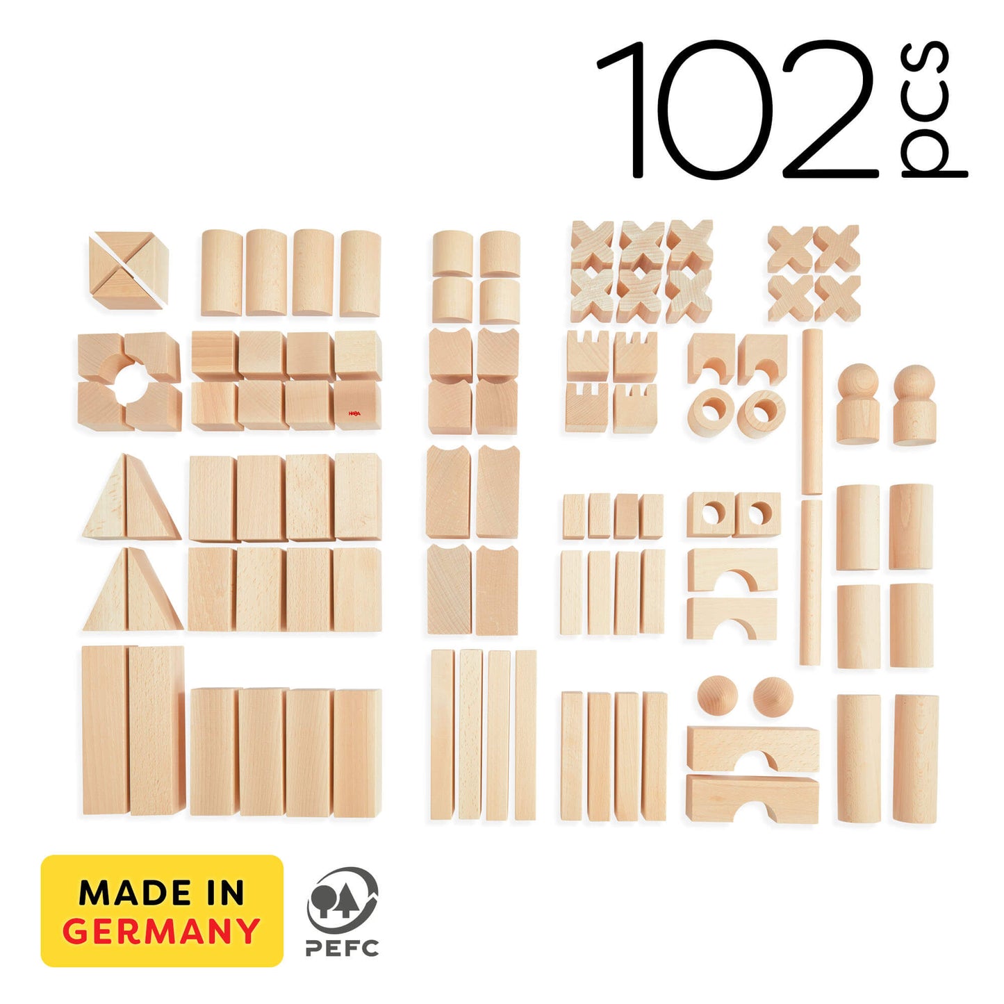 Basic Building Blocks 102 Piece Extra Large Wooden Starter Set - ABCmouse