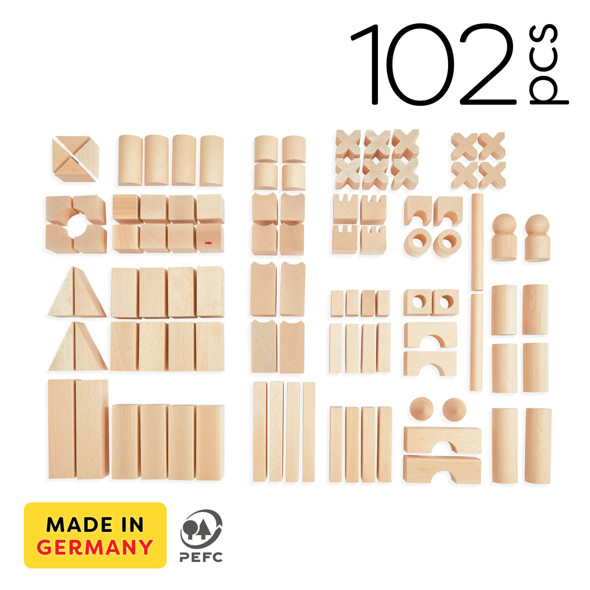 Basic Building Blocks 102 Piece Extra Large Wooden Starter Set - ABCmouse