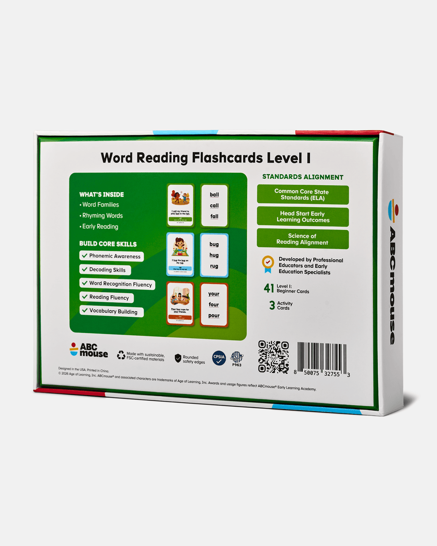Self-checking card back from ABCmouse Word Reading Flashcards Level 1