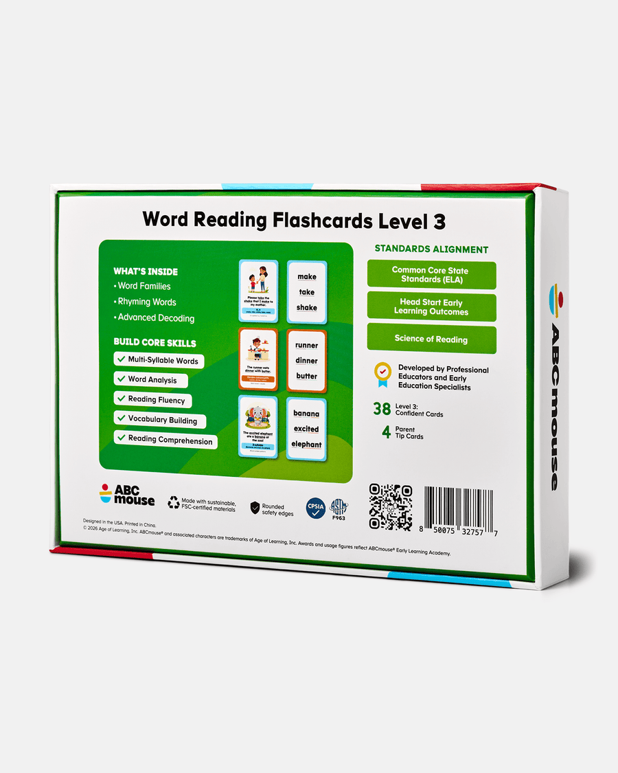 Prefix, suffix, and contraction cards from ABCmouse Word Reading Level 3
